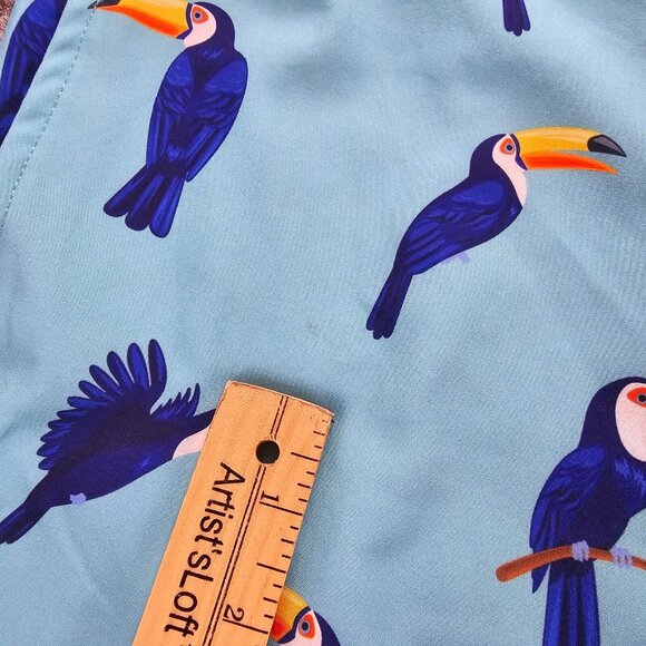 LRD Swim Trunk Shorts Mens 2XL Blue Toucan Print Swim Wear Mesh Lined Drawstring - Picture 2 of 8